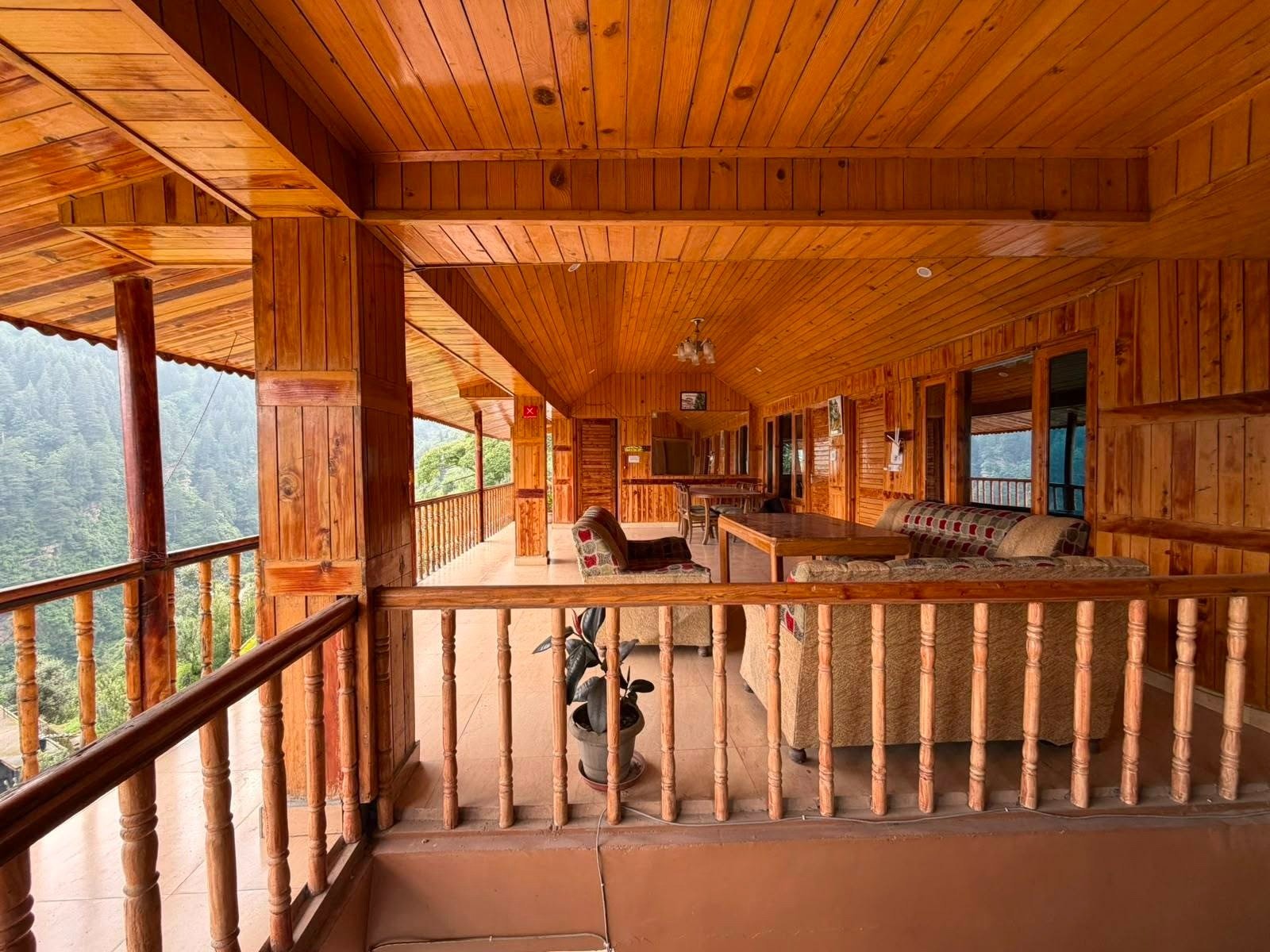 Wooden balcony common area