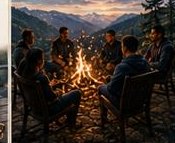 Storytelling session by the fire